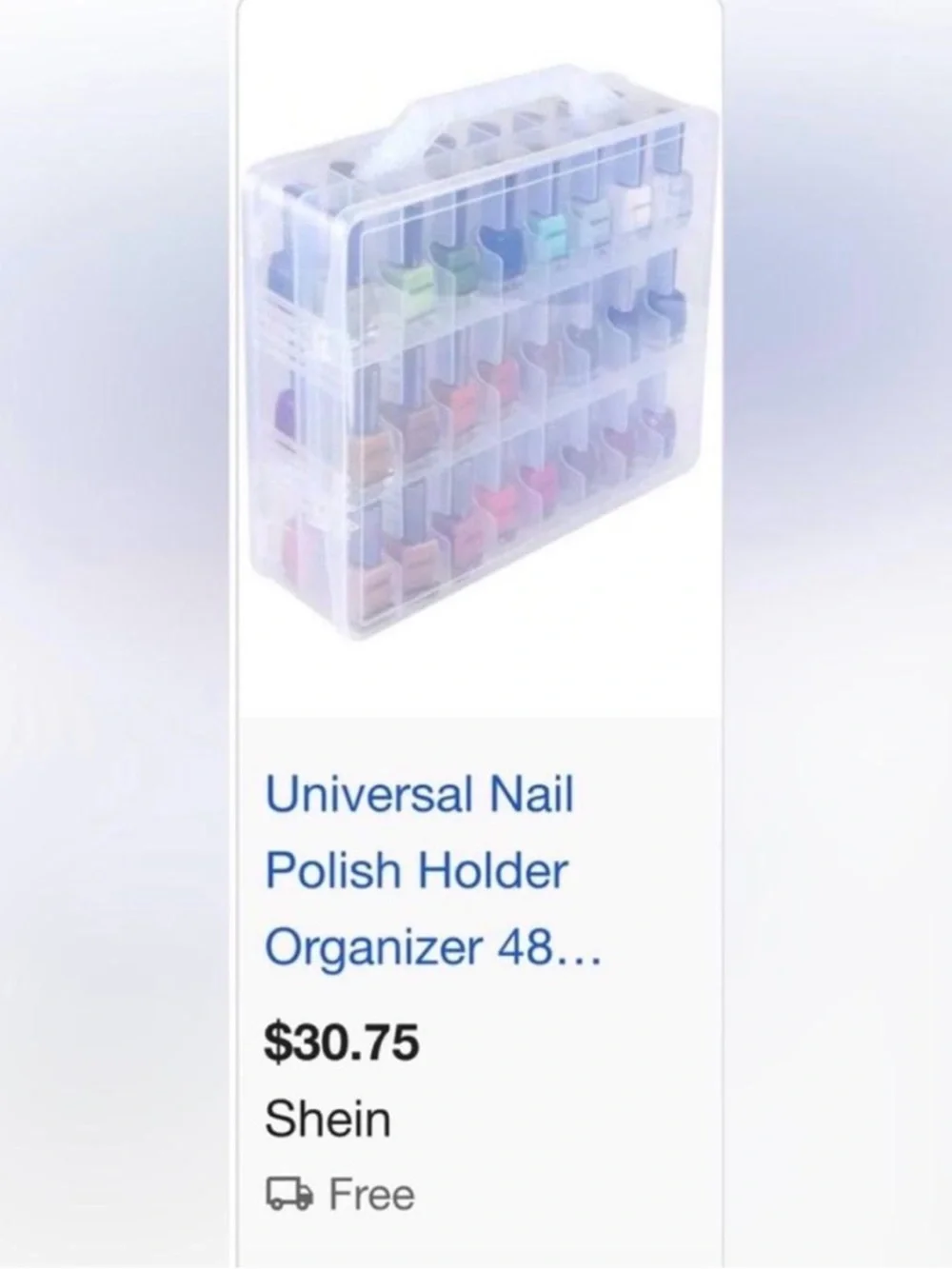 48 Bottle Nail Polish Organizer Case Clear Double-Sided Storage